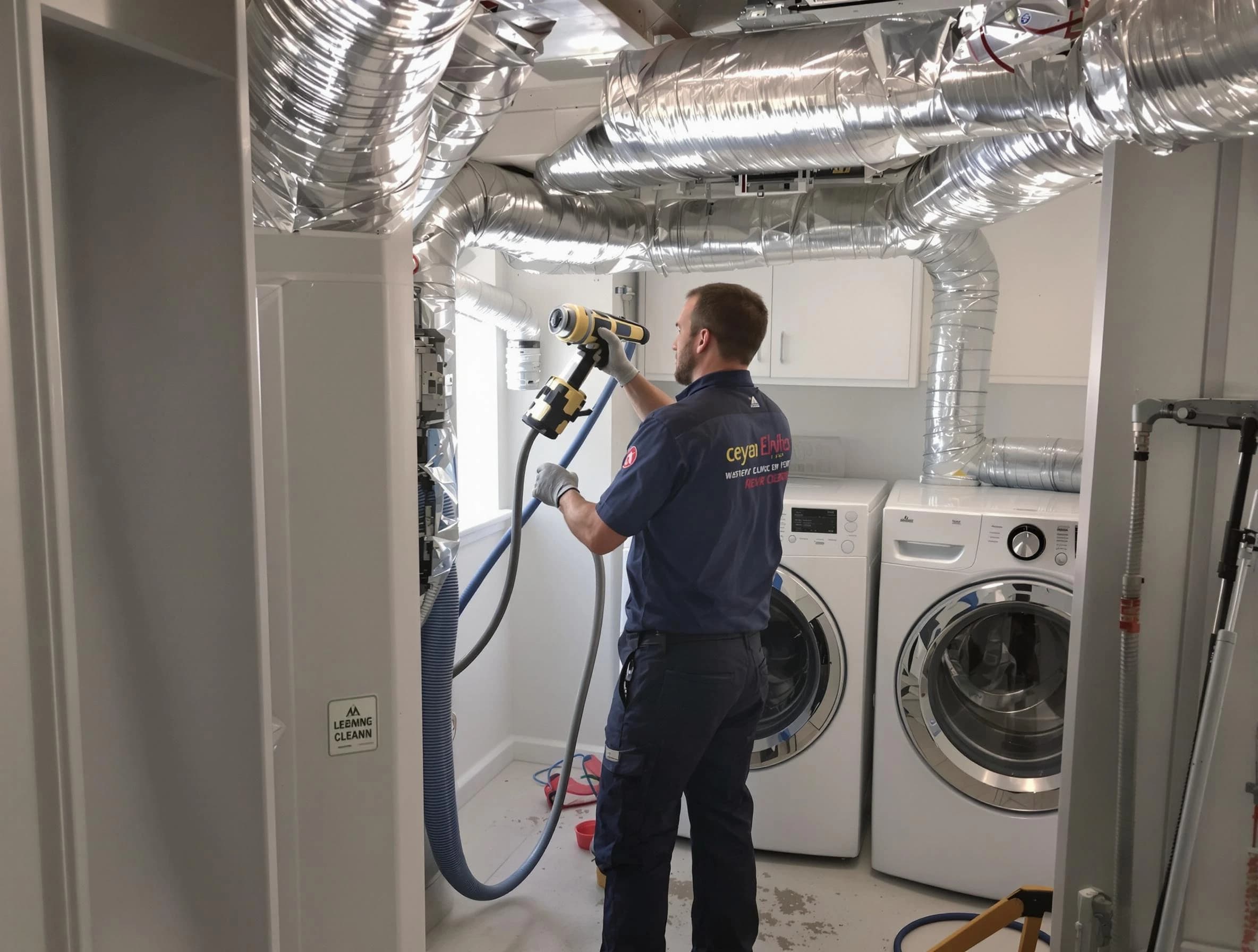 Bellevue Dryer Vent Cleaning specialist using advanced equipment for thorough duct cleaning in Bellevue