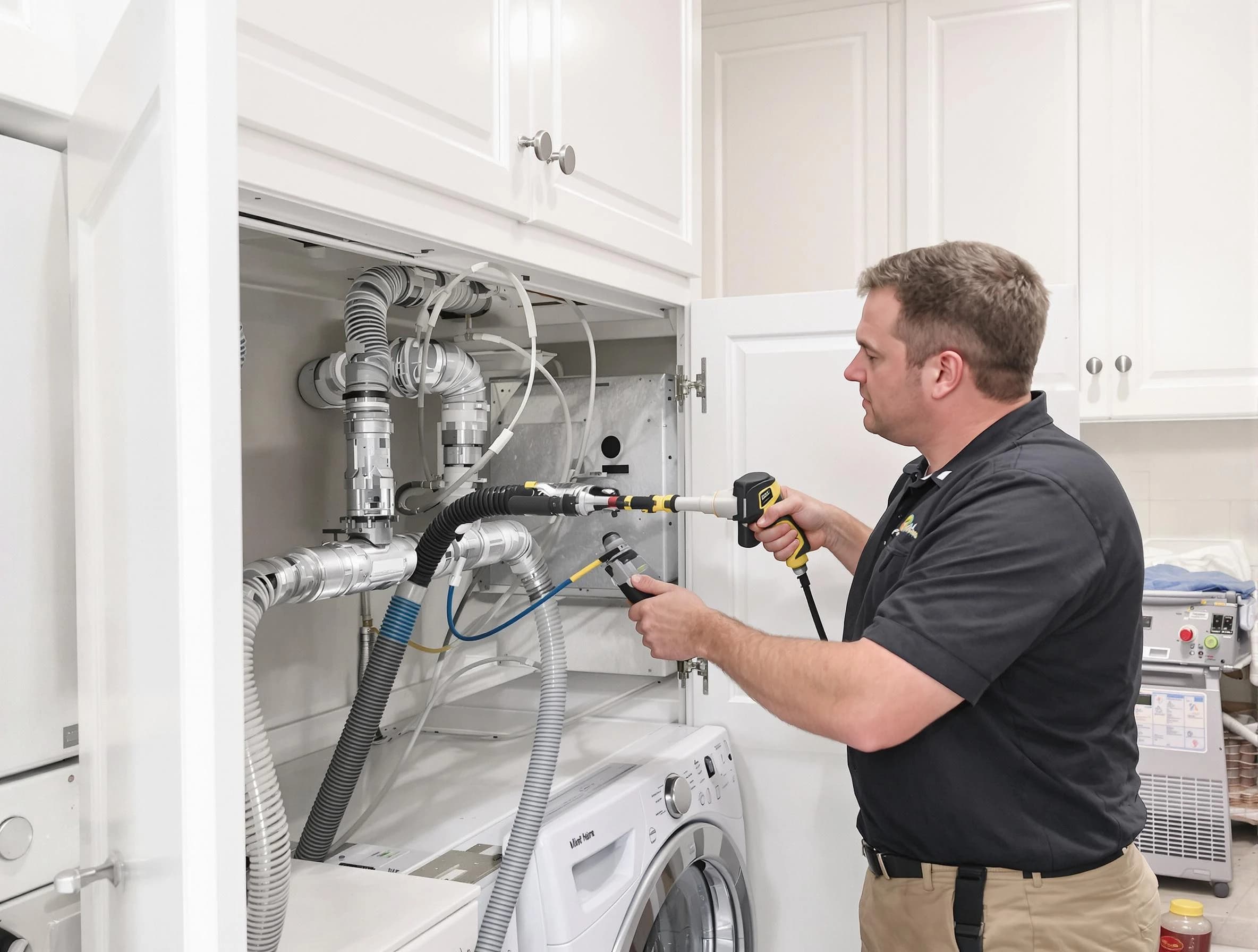 Bellevue Dryer Vent Cleaning professional removing severe blockage from a clogged dryer vent in Bellevue