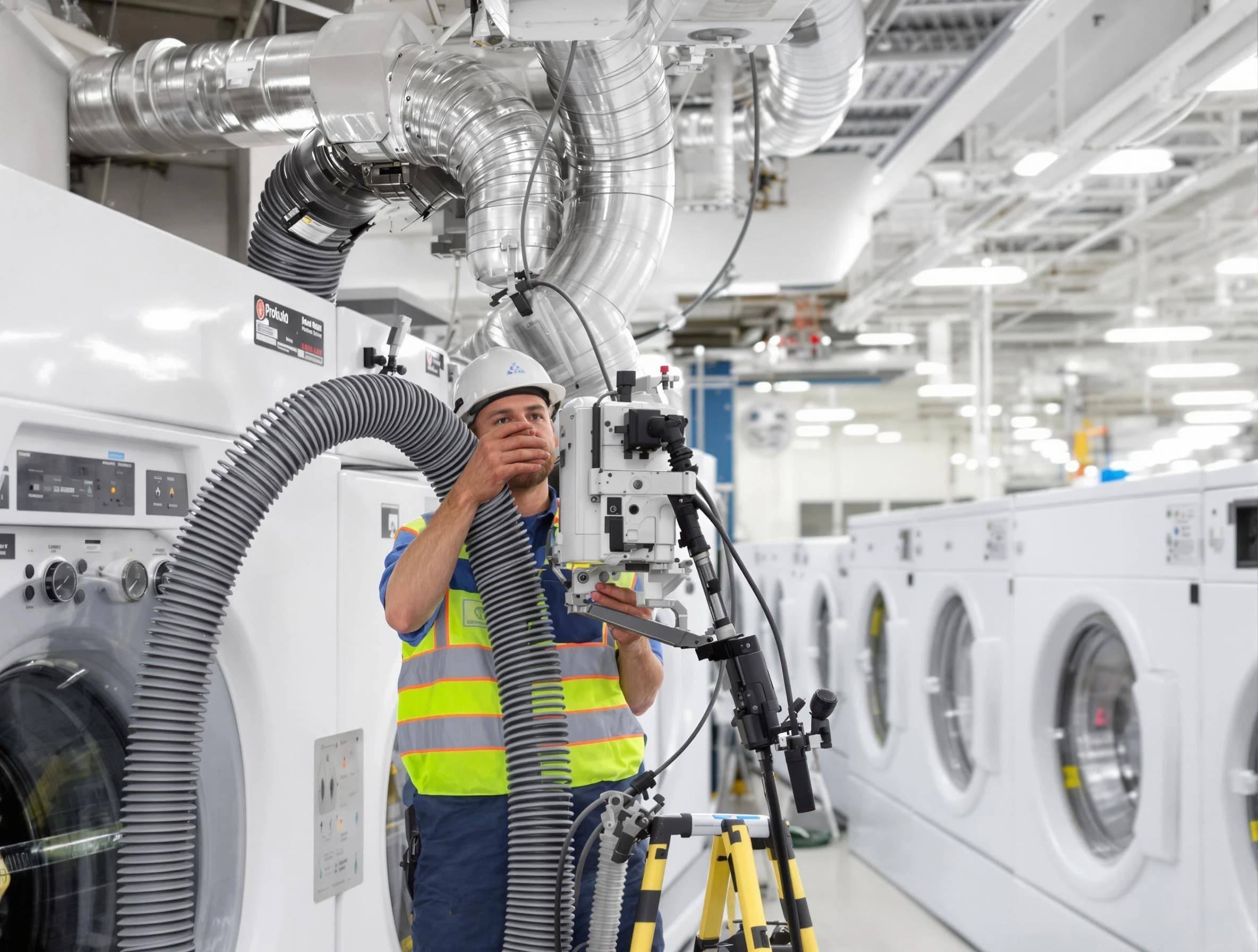 Bellevue Dryer Vent Cleaning team performing commercial-grade dryer vent cleaning at a business facility in Bellevue