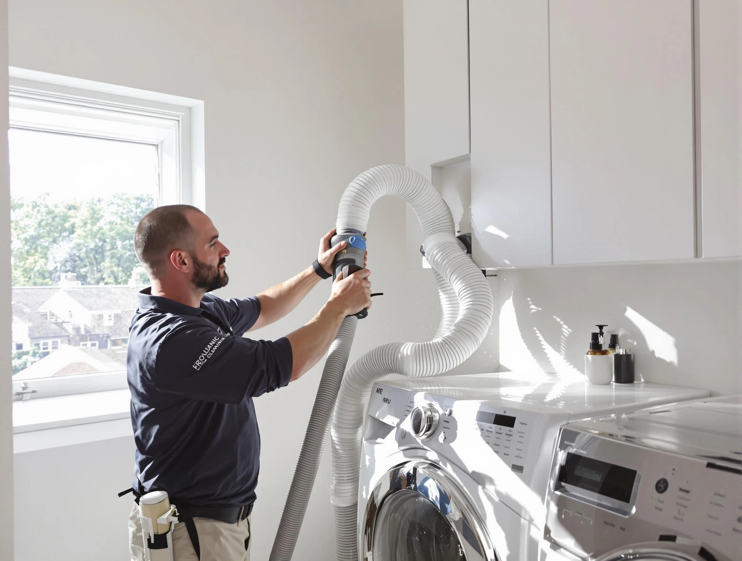 Certified Bellevue Dryer Vent Cleaning technician performing dryer vent cleaning in Bellevue