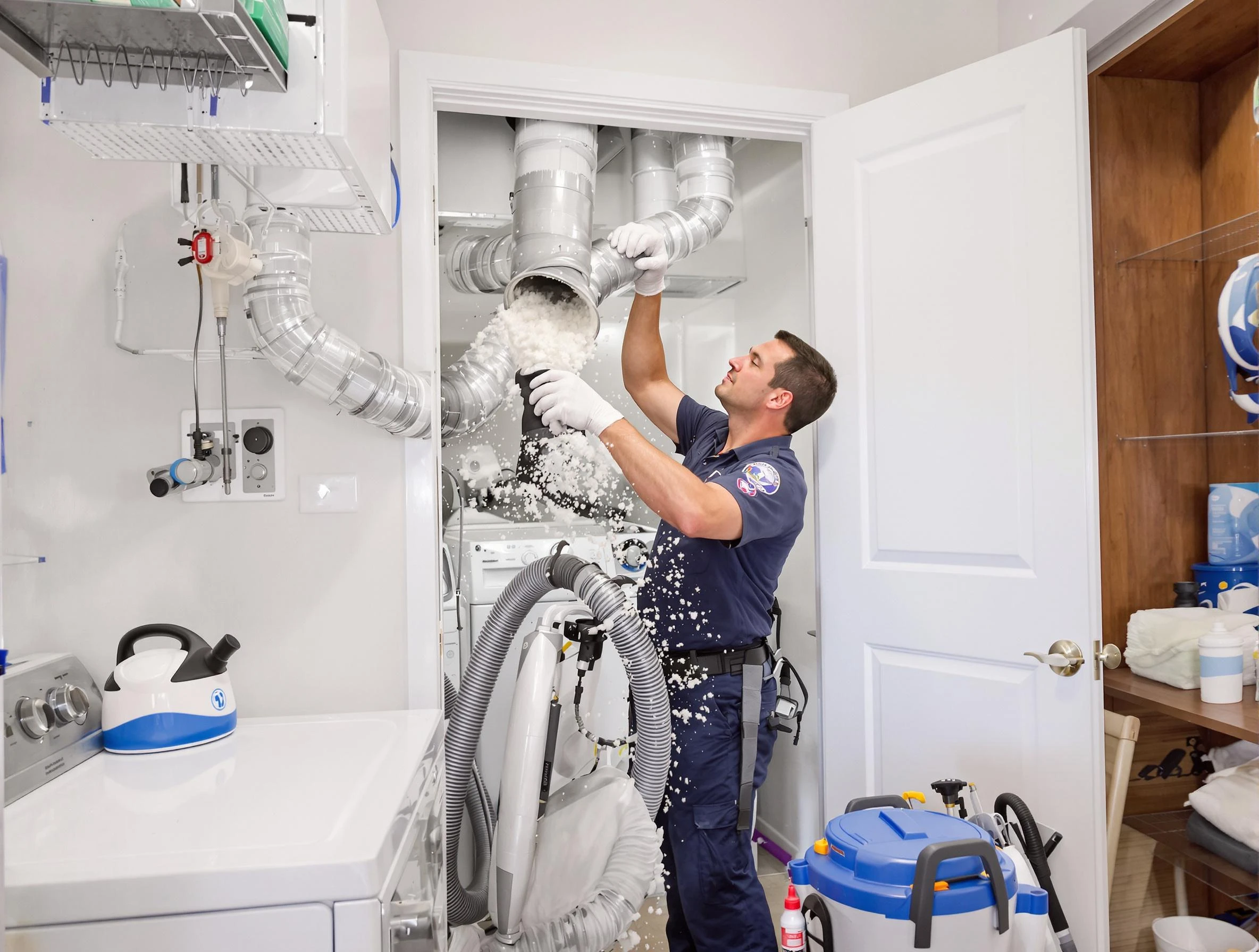 Bellevue Dryer Vent Cleaning technician delivering thorough residential dryer vent cleaning service in Bellevue